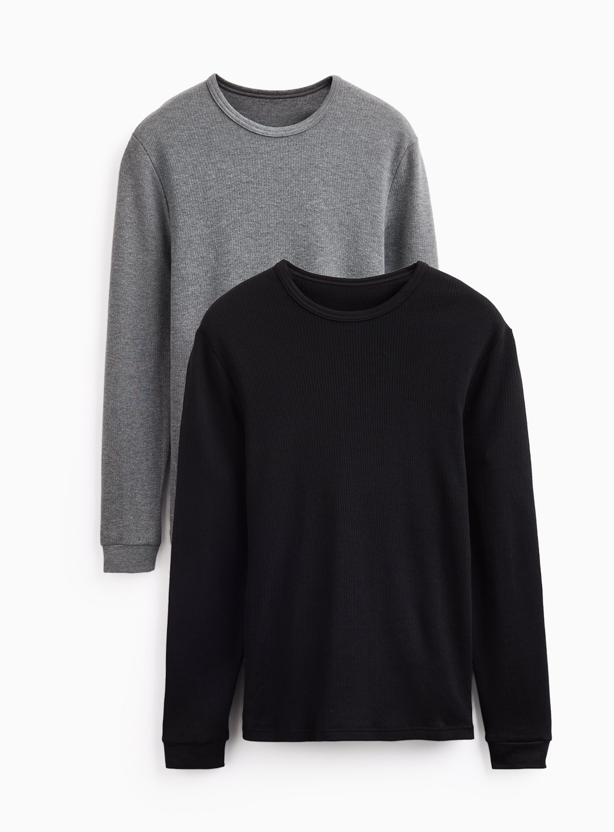 Black & Charcoal Thermal Long Sleeved Tops 2-Pack XL - Image 1 thumbnail